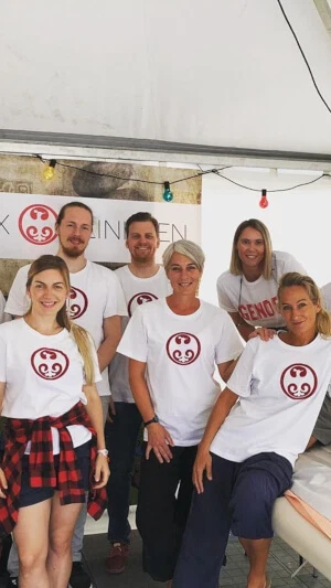 Battle Balm massage therapy group in Norway showing that they love using Battle Balm at sports events on athletes for serious pain relief.