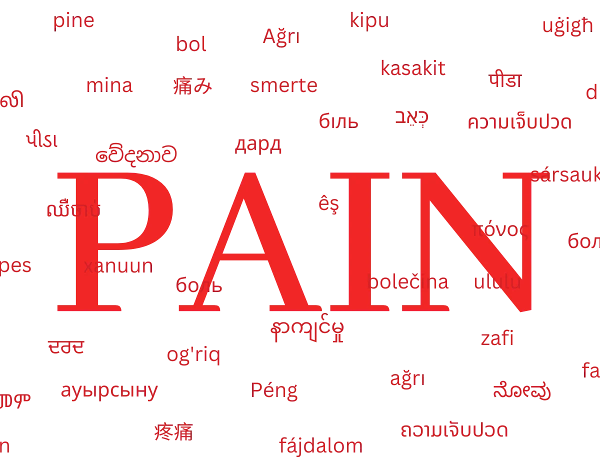 The word pain and what it is in different languages around the world.