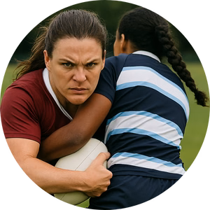 Julie the rugby professional athlete uses Battle Balm to crush her opponents because Battle Balm pain cream makes her feel better quickly and relieves pain effectively.